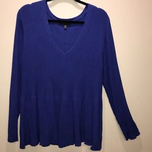 Plush Peplum Sweater in Rich Cobalt Blue